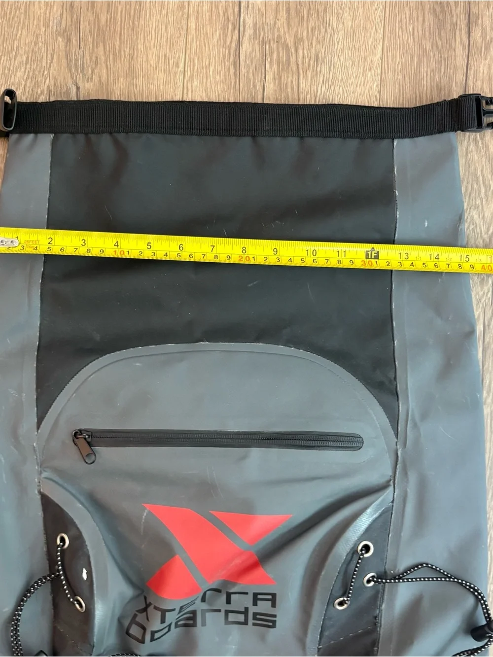 Men’s Gray & Black Waterproof Roll-Top Backpack with Red Logo